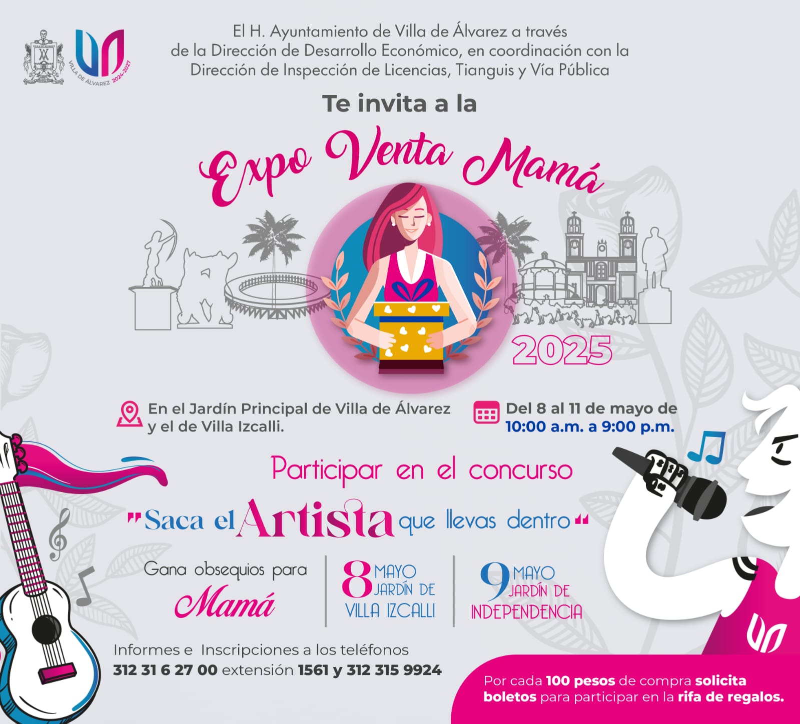 Del 8 al 11 de mayo habrá #ExpoVenta del Día de la Madres 2025 en el Jardín Independencia en el Centro Histórico y en en el jardín de la colonia #VillaIzcalli, en #VillaDeÁlvarez.

Te invitamos a que nos visites y que juntas y juntos fomentemos e impulsemos el #ConsumoLocal

#VAconRumbo
#VAmosXMás