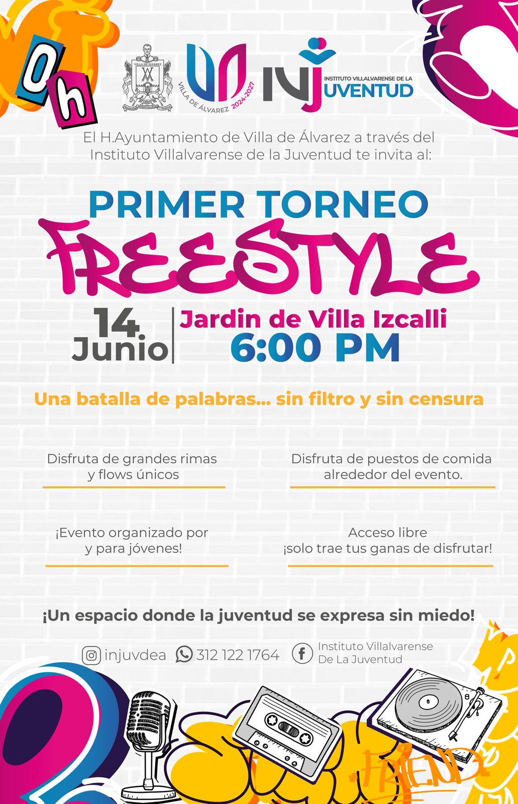 Participa en el Primer Torneo Freestyle

El Ayuntamiento de Villa de Álvarez que encabeza Tey Gutiérrez, en coordinación con el Instituto Villalvarense De La Juventud , emitió la convocatoria para participar en el Primer Torneo Freestyle que se llevará a cabo el próximo 7 de junio en el Jardín de Villa Izcalli, a partir de las 6 de la tarde.

Consulta aquí la convocatoria

#VAconRumbo