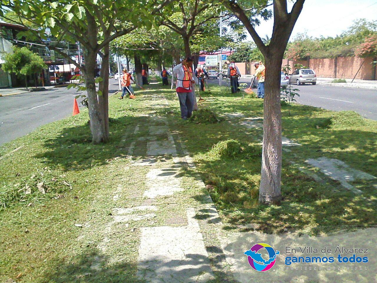 Realiza el Ayuntamiento de La Villa limpieza del camellón de la avenida Benito Juárez